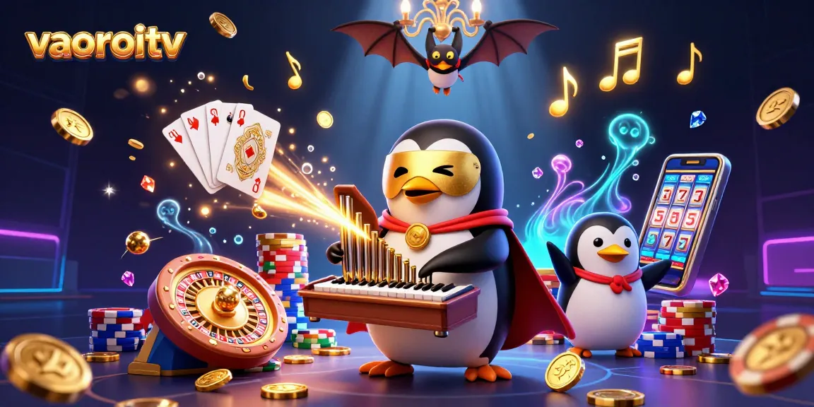 Play and win on vaoroitv with 3D illustrated characters in an extravagant casino scene.