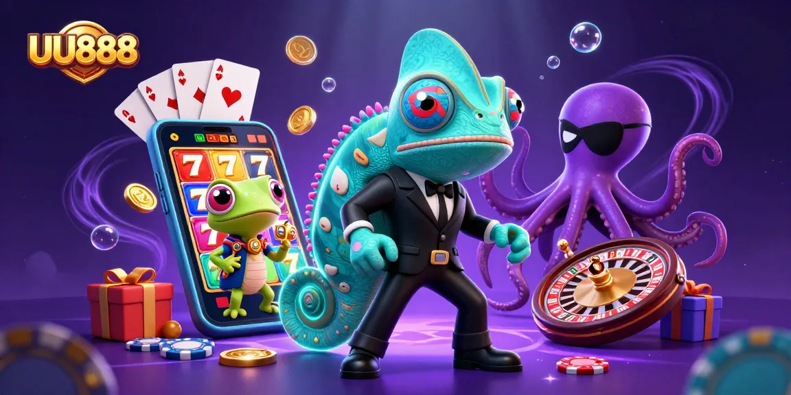 Spin to win with UU888 in a vibrant slot game scene featuring colorful characters and classic casino elements.