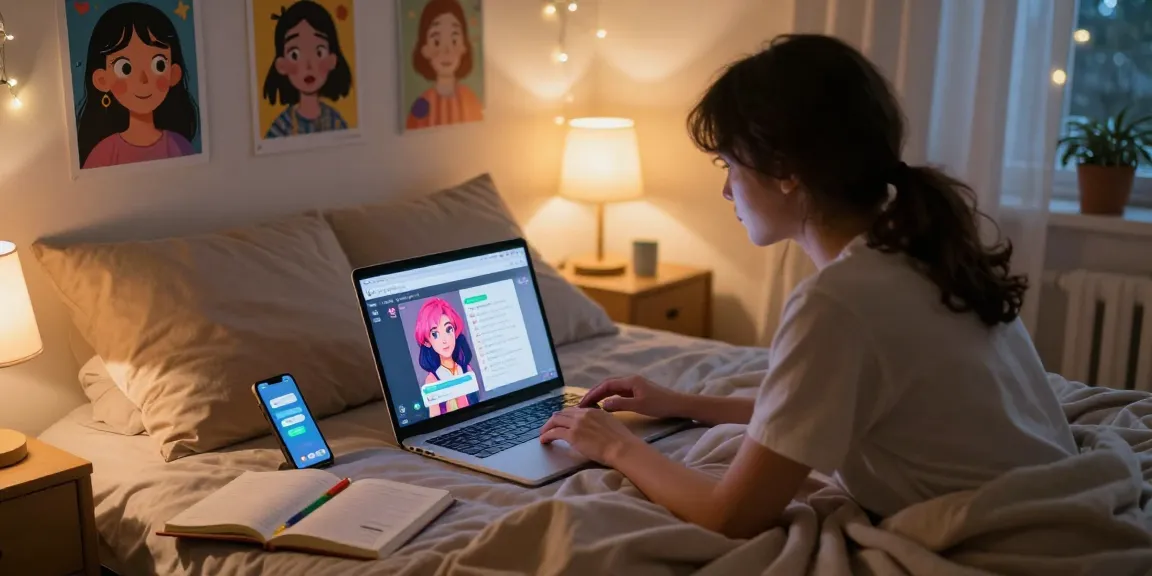 Engaging NSFW AI chat in a cozy bedroom setting with vibrant character designs.