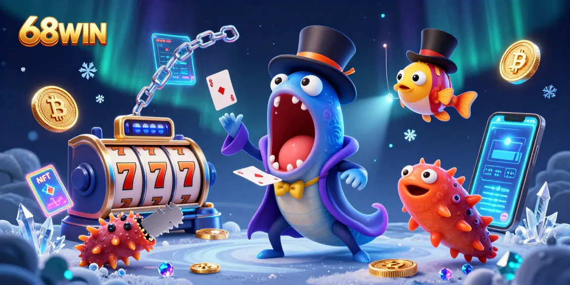 Engage in thrilling gameplay with 68WIN and discover vibrant slot reels amidst deep-sea magic.