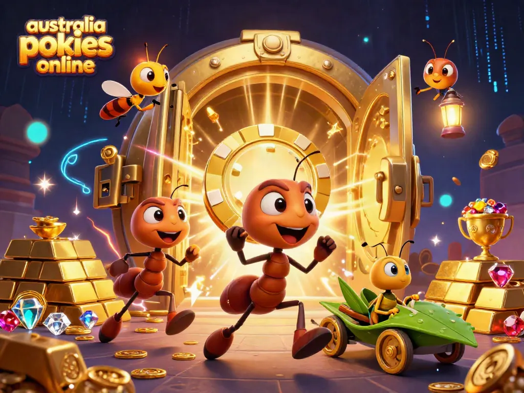 Experience Australia pokies online with an adventurous heist scene filled with treasures and characters.