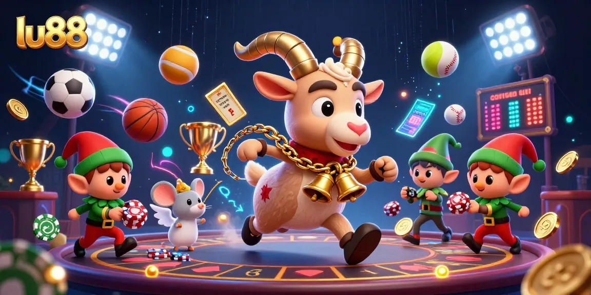 Experience thrilling gameplay at lu88 with lively characters in a dynamic holiday-horror casino scene.