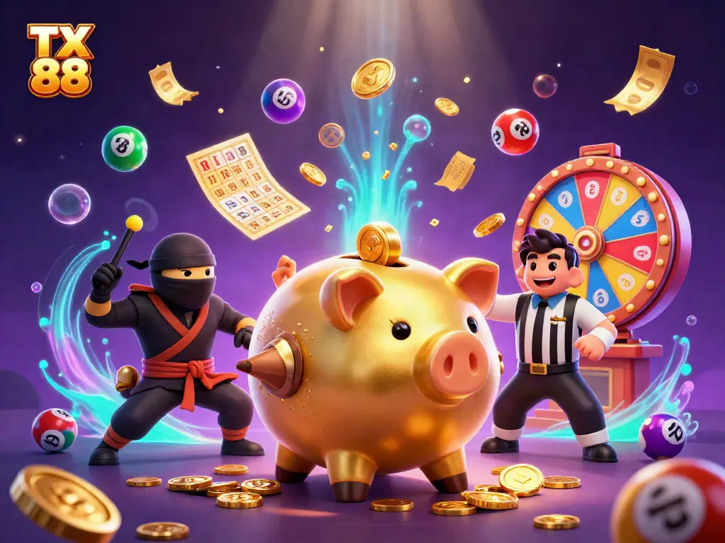 Engage with TX 88 by witnessing an exciting gamble scene with a sumo wrestler and dynamic gaming elements.