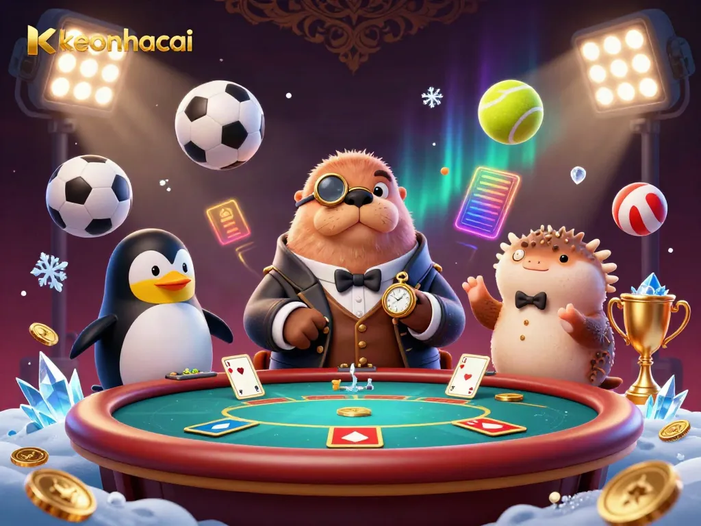 Experience the thrilling keonhacai atmosphere with our charismatic walrus and friends at the poker table.