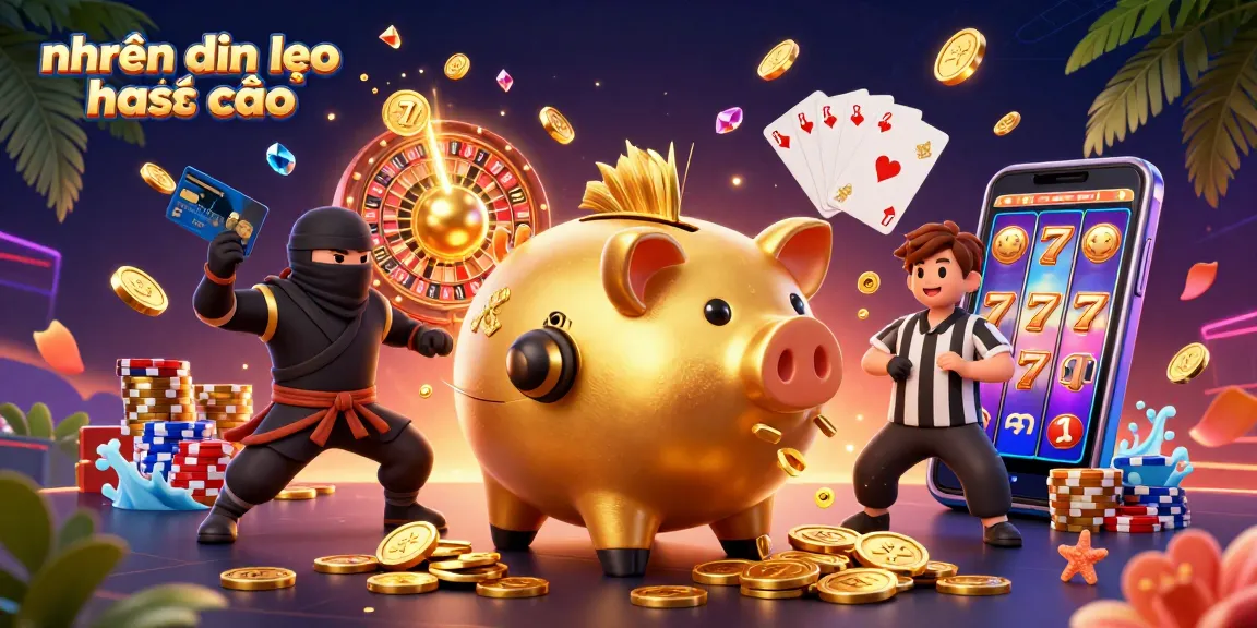 Engage with nhận định kèo nhà cái in this dynamic 3D casino scene featuring a golden piggy bank sumo wrestler.