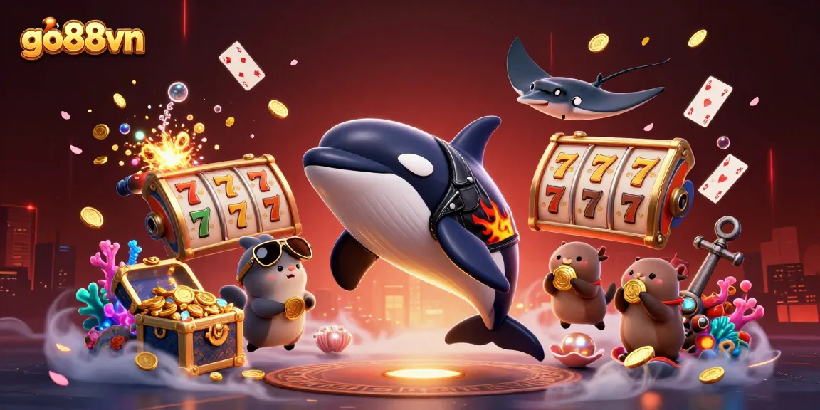 Experience thrilling action in go88vn's vibrant 3D casino world with ocean-themed characters.