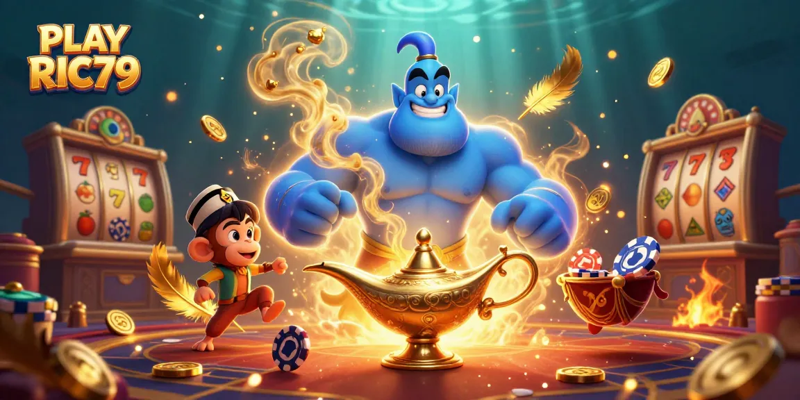 Engage in thrilling action at PLAY RIC79 with a colorful casino scene of animated characters.