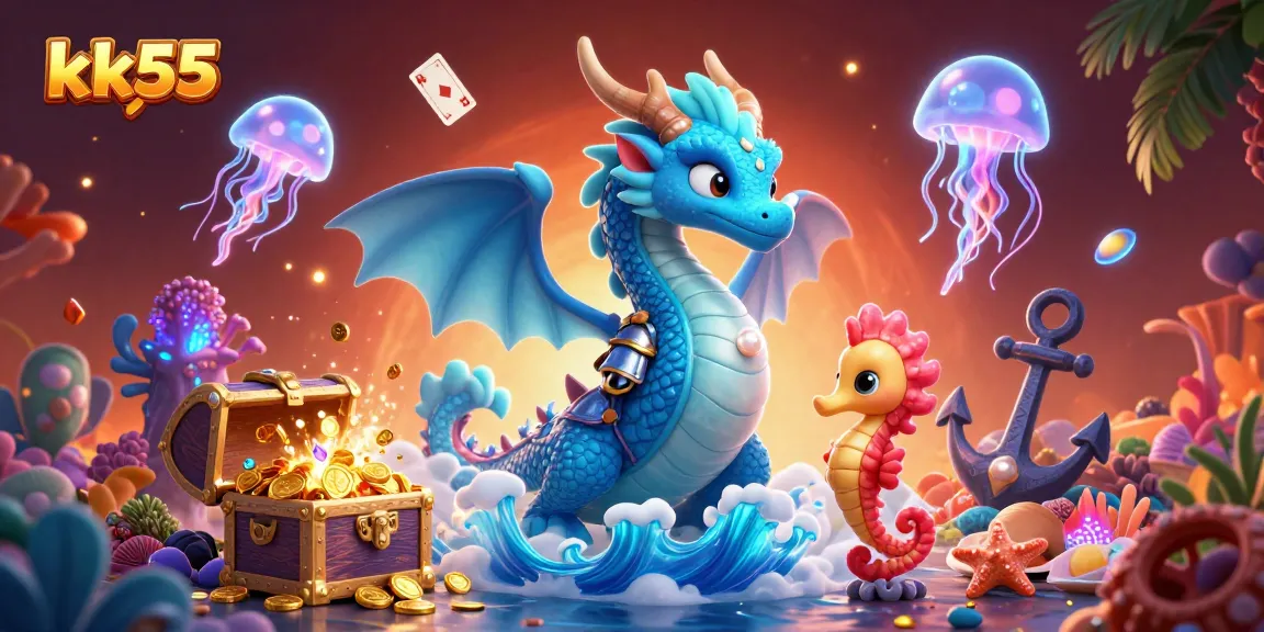 Experience thrilling gaming opportunities with KK55's vibrant casino atmosphere in 3D.