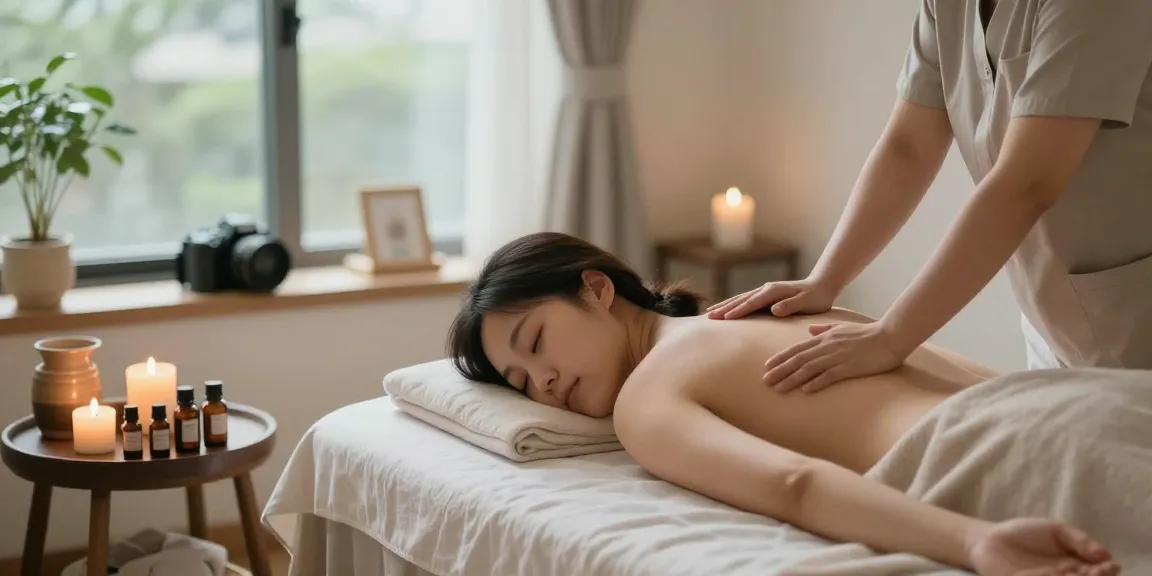 Experience a calming 서울출장안마 session with a professional therapist in a tranquil massage studio setting.