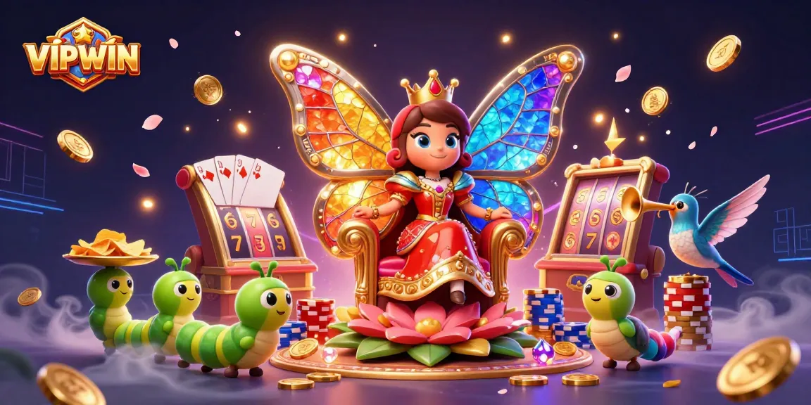 Experience the enchanting world of VIPWIN with a vibrant 3D illustration full of casino excitement.