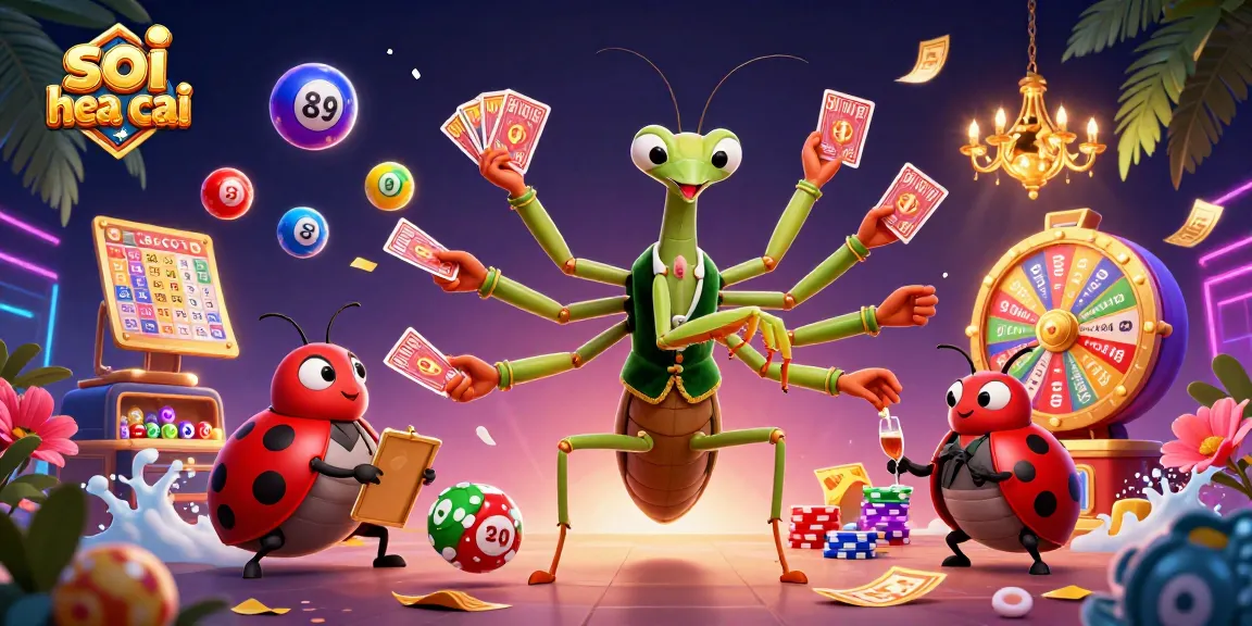 Soi keo nha cai illustration with a mantis card sharp and ladybug pit boss showcasing dynamic gambling elements.