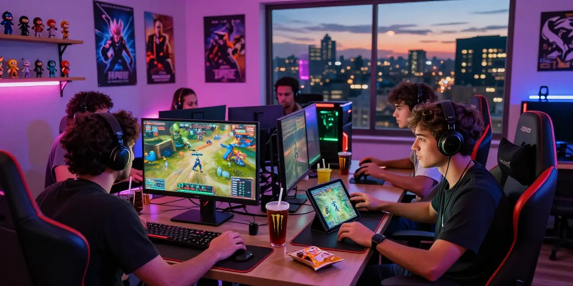LUCK8 gaming session with diverse friends enjoying the thrill of online gaming in a vibrant atmosphere