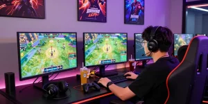 Engaging gaming setup featuring 123b nhà cái, showcasing live sports betting and casino games.