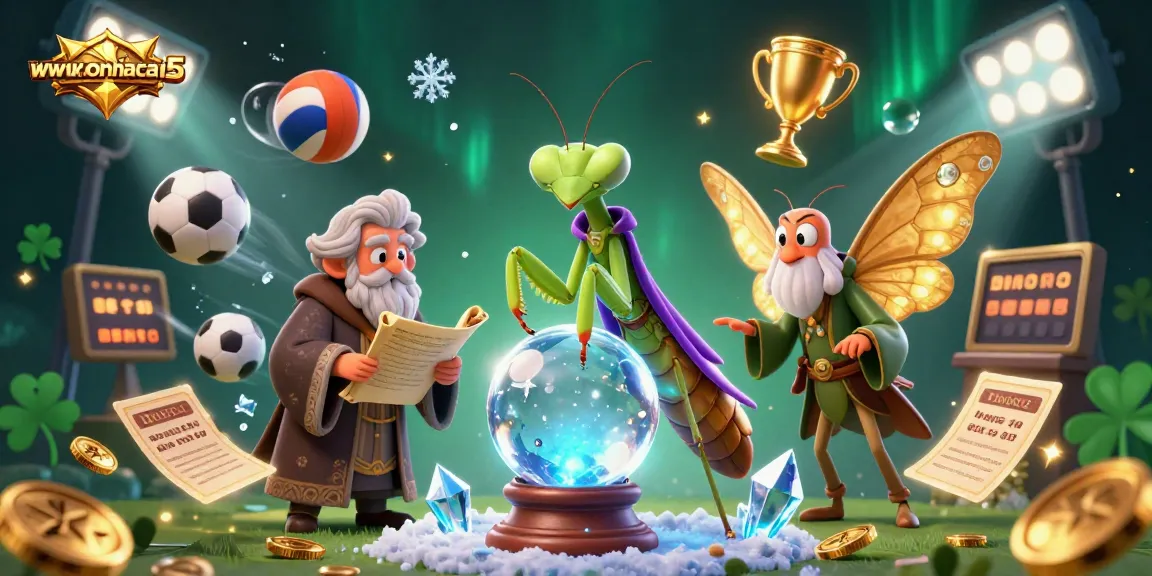 Engage in thrilling sports betting with wwwkeonhacai5, featuring a mystical scene of a fortune teller and vibrant game elements.