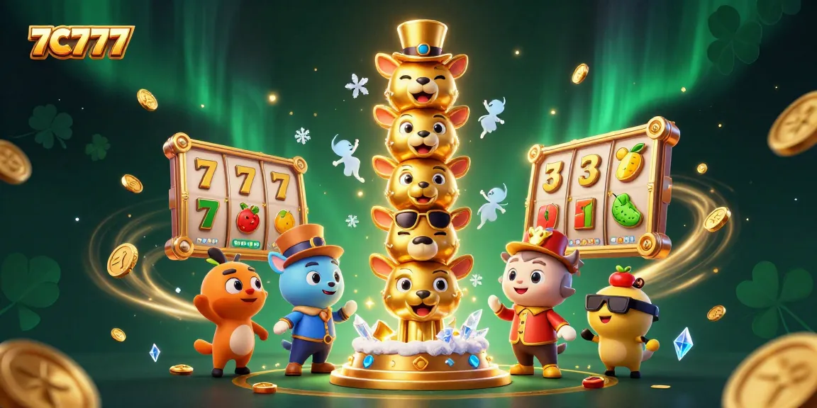 Engage with thrilling slots gameplay at 7C777, featuring a vibrant 3D totem and dynamic gaming elements.