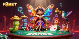 Engage in thrilling gameplay at F8BET with vibrant casino elements and fantasy characters.