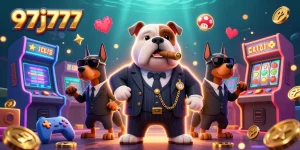 Play at 97j777 with a mafia boss bulldog and exciting casino game elements for a thrilling experience.