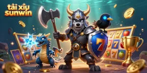 Engage in thrilling gameplay with tài xỉu sunwin, featuring vibrant 3D Viking and dragon scene!