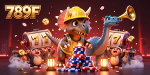 Experience thrilling 789F gaming with vibrant 3D characters and festive casino elements.