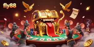 Spin and win at fly88 with a dynamic poker illustration, showcasing thrilling game elements!
