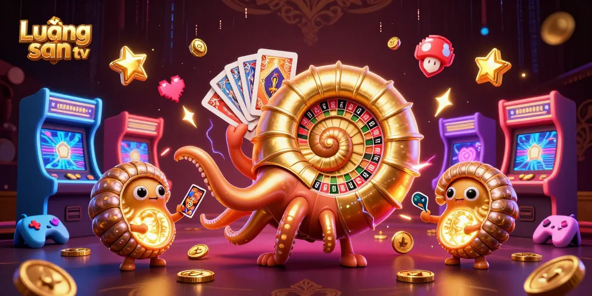 Lương sơn tv delivers thrilling gambling excitement with a vibrant illustration of casino elements and characters.