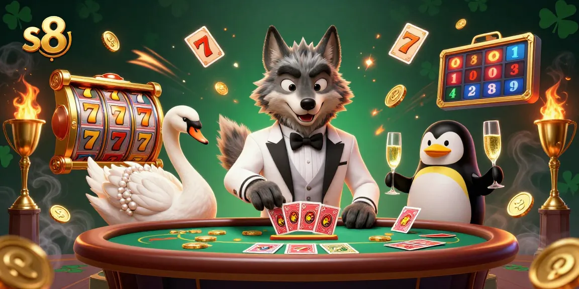 Experience thrilling gaming as s8 brings 3D characters to life in a dazzling casino scene.