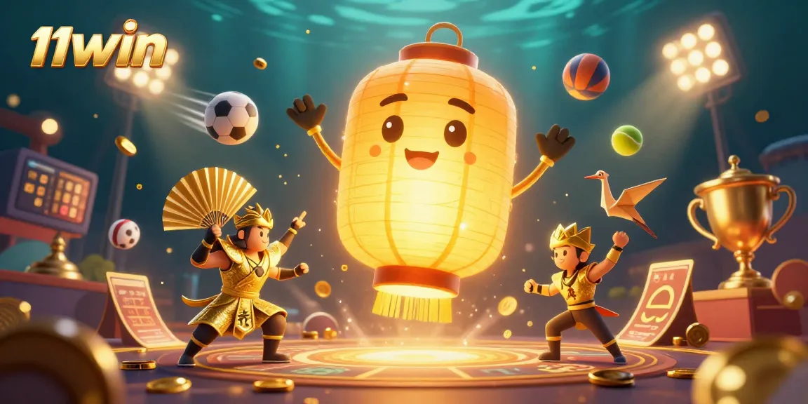 Experience the excitement of 11WIN with vibrant casino elements and glowing symbols.