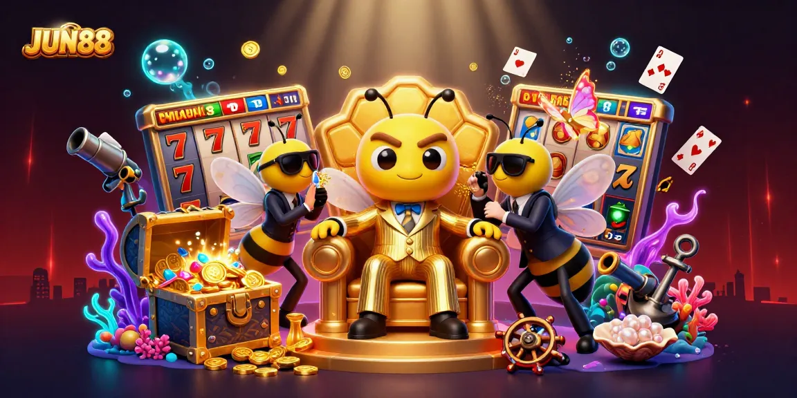 Win big with JUN88 in a thrilling casino underworld featuring vibrant game elements.