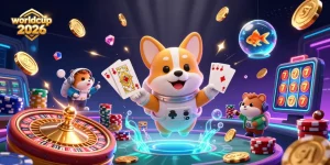 Bet on worldcup 2026 with a fun digital casino scene featuring a corgi astronaut and exciting games!