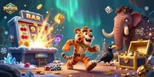 PHTAYA brings excitement with a vibrant prehistoric casino scene featuring engaging characters and jackpot elements.