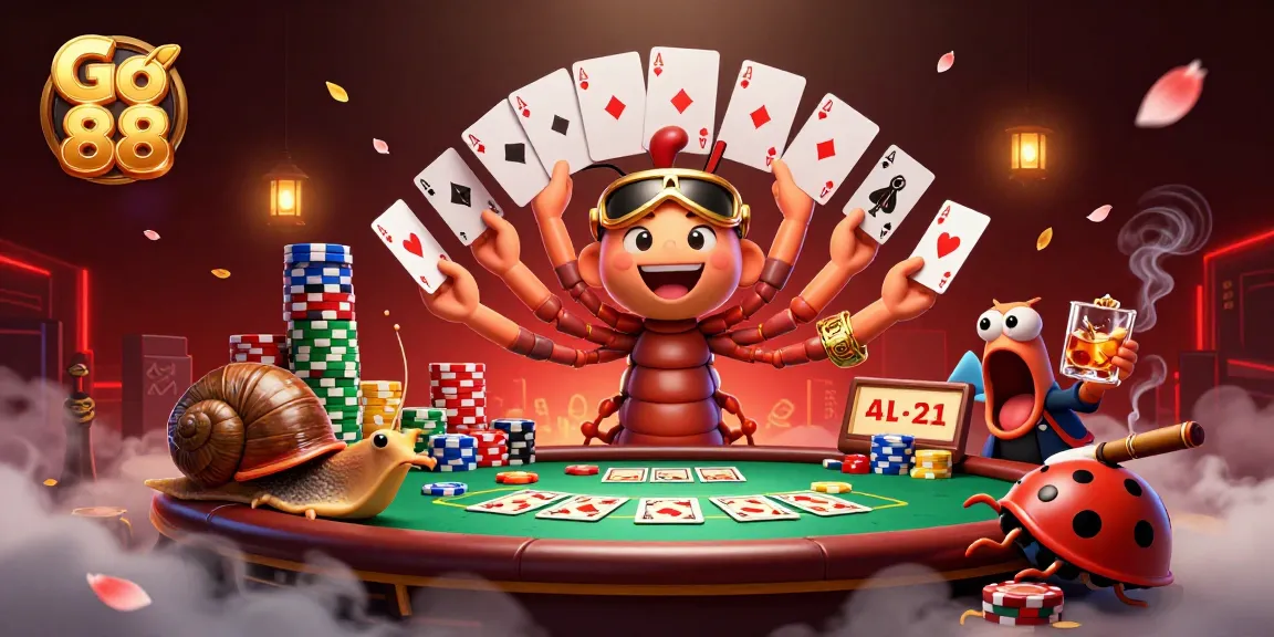 Experience the excitement of Go 88 with lively 3D characters at a vibrant poker table.