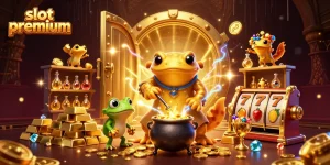 Spin to win at slot premium with lively characters in a vibrant casino scene.